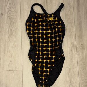 Speedo Women’s Endurance+ One-Piece Swimsuit - Black & Orange XS